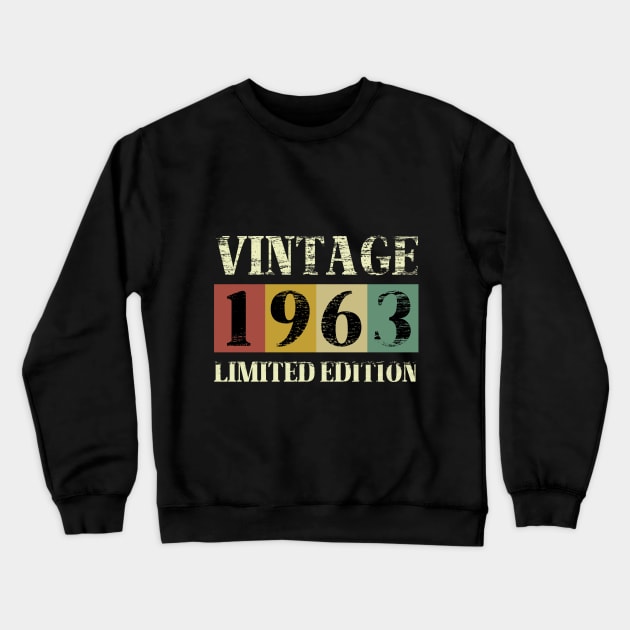Vintage 60 Birthday Decorations Men 60th BDay 1963 Birthday Crewneck Sweatshirt by soufibyshop